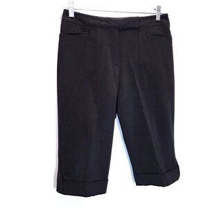 Nine West Black Cropped Trouser Pants with Button Accent at Hem Size 4